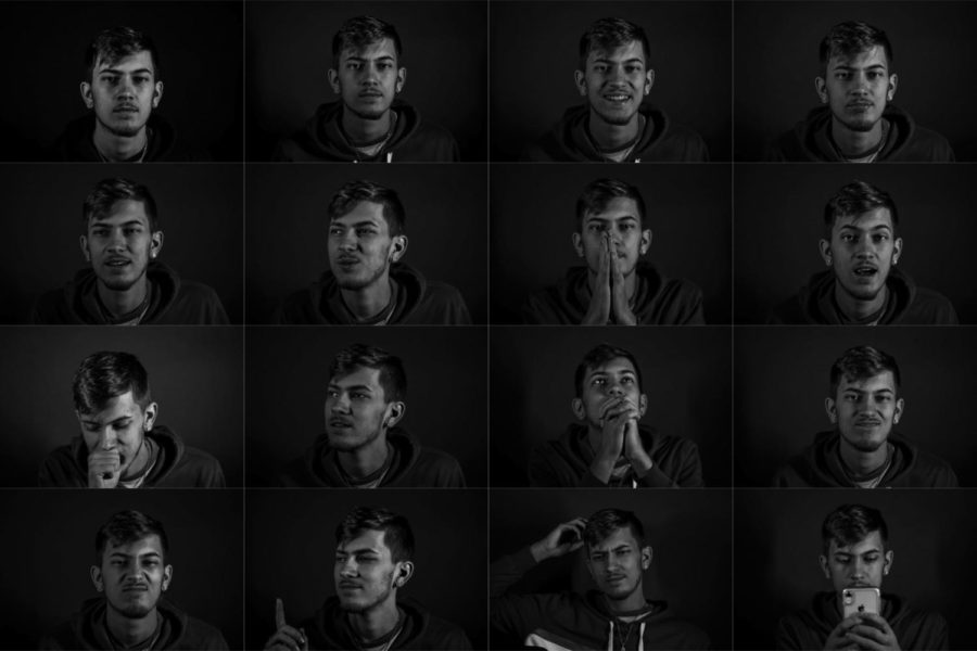 This is a series of 16 photos shot in black and white to capture the emotions of a person. I felt that josh holds a lot of emotions in and I was able to bring some of those out from just talking to him. It showed me how little just talking someone can change their mood. The best part about my school is that talking to anyone can change your mood from good to bad in seconds. Sam Horsfall/Fairhaven High School 